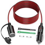 Range Tour Cigarette Lighter Extension Cord, 12V-24V Cigarette Lighter Socket Extension Cable 4m/13ft 18AWG Male Plug to Female Socket Heavy Duty Extension Lead for Car with LED, Replaceable 15A Fuse