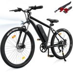 Finbike EB3/M10 Electric Bike Adults, 26" Electric Mountain Bicycle with Removable Battery, 60KM Max Range, 3H Fast Charging, 5 Speed Levels & 7-Speed Derailleur, 150KG Capacity Ebike