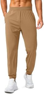 Soothfeel Men's Joggers with Zipper Pockets Golf Joggers Lightweight Sweatpants Athletic Workout Pants for Men Track 28" (Dark Khaki, XL)
