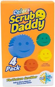 Scrub Daddy Colors Esponja Scrub Daddy, Estropajo Cara Sonriente Limpieza Anti-Rayaduras, Esponja Lavable Antibacteriana y Reutilizable para Cocina y Baño, con Tecnología Flextexture - Paquete de 4