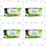 Pet Needs Smarty Pet Soft Pet Wet Wipes for Dogs, Puppies & Pets with Fresh - Apple Scent 6"x 8" - Pack of 100 Wipes. (Pack of 4)