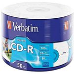 Verbatim 43794 52x 700MB 50PK CD-R Inkjet Printable Wrap Spindle - Matt Silver