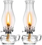 2 Pieces Chamber Oil Lamp Classic Kerosene Lamp Lantern Vintage Oil Lantern Decorative Antique Clear Hurricane Lamp with Adjustable Fire Wick for Home Indoor Use, 12.6 Inch Height, Clear