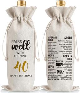 Henghere 40th Birthday Gift for Women Men, 40 Years Old Birthday Party Decor Gift, 1984 Birthday Wine Bag