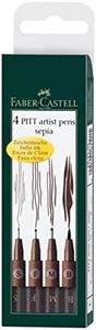 Faber-Castell Creative Pitt Artist Pens, Dark Sepia, Assorted Nibs – Pack of 4, (54-167101)