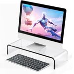 NueZoo Premium Acrylic Monitor Stand for Desk - 15-inch Wide Clear Monitor Riser, Perfect for Home Office Desktop Organization - Sleek Computer, Laptop, iMac Elevator for Enhanced Workspace Efficiency