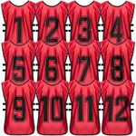 GAMBETA Premium Scrimmage Vests Set of 12 for Children, Youth and Adults. Perfect for Intramural, Team Practice, Scrimmages. Durable and 100% Polyester, Machine Washable (Red, Large)