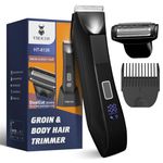VIKICON 2-in-1 Body Trimmer&Shavers for Men, Manscape Electric Groin&Pubic Hair Trimmer, Dual-Head Ceramic&Foil Blades, USB-C Rechargeable Body Groomer with LED Light, Cordless Ball Razor