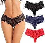 Avidlove Underwear for Women Sexy Briefs Lace Panties Mid Waist Thong Hipsters Ladies Underpants 3 Packs L