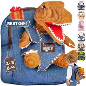 Naturally KIDS Toddler Backpack w Dinosaur Toys, 2 Year Old Boy Birthday Gift, 3 Year Old Boy Girl Gifts, Toddler Dinosaur