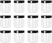 Lawei 12 Pack Clear Plastic Jars with Lids - 15 oz Plastic Slime Containers Plastic Mason Jars for Dry Goods Nuts and more