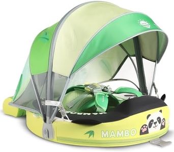 Mambobaby Baby Pool Float with Canopy, Non-Inflatable Infant Swim Float with Safe Seat and Tail Support for 3-24 Months, UPF 50+ Sun Protection, Lime Zest Green