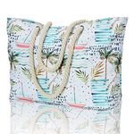 KUAK Beach Bag for Women, Extra Large Waterproof Sandproof Beach Tote Bags with Top Zipper, 3 Inner Pockets, Rope Handles for Pool Travel Holiday Weekend