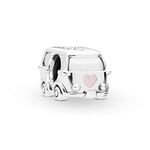 FGT Camper Van Car Charm for Bracelets Necklaces Pendants Pink Heart Love Peace Sterling Silver Daughter Women Girls Wife Family Mum Granddaughter Mothers Day Valentine Birthday