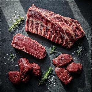 Wild Game Variety Pack — Chef’s Selection of Premium Game Meats Bison Strip Steak, Elk Filet, Venison Filet Mignon & Wild Boar Ribs Exotic Meat Sampler
