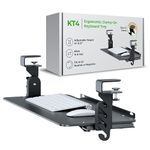 KT4 Clamp On Keyboard Tray Under Desk Slide Height tilt Adjustable Keyboard Tray Desktop Under Desk Keyboard Tray Slide Out Keyboard Drawer Keyboard Holder for Desk Pull Out Keyboard Tray (Black)