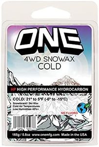 One Mfg 4WD Snowboard & Ski Wax, 165g Large Bar, Oneball Wax for Cold Snow, 21ºF to 5ºF (-6ºC to -15ºC), Tropical Scent, No Fluoro
