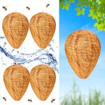 4 Pcs Wasp Trap, Wasp Traps Outdoor Hanging, Waterproof Polyester Fake Wasp Nest Decoy, Yellow Jacket Hornet Bee Trap, Wasp Repellent for Home Garden