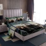 Erosebridal Woodland Animal Sheet Sets Brown Bear Sheets for Kids Boys Girls Bedroom, Wild Safari Wolf Bedding King Size Jungle Green Trees Bed Sheets Set, Rustic Farmhouse Fitted Sheet