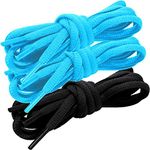 iBarbe [3 Pairs] Replacement Shoelaces Shoe Laces, Strings 45 inch Long x 1/4" Wide,Strong Shoe Laces for Men,Women,Kids,Toddler & Seniors for Running Tennis Sports Shoes Casual Shoes-Black+Gray