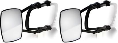 Camco Clamp-On Towing Mirror - Securely Clamps onto Your Vehicle's Mirror to Increase Visibility While Towing (25650), Black (Pack of 2)