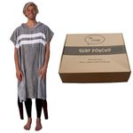 Ho Stevie! Thick 100% Cotton Surf Poncho (Wetsuit Changing Robe/Towel) [Choose Color] (Gray with White Stripes)