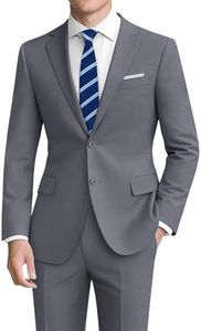 Pacific Perfect Mens Tuxedo Suit Set Slim Fit Gray Tuxedo Suit Set Regular Fit Mens Jacket with Stretch Fabric for Business, Wedding, Prom, Party (Regular, 48R)