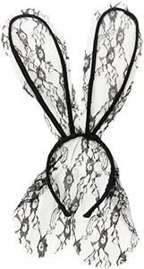 Starline Women's Lace Bunny Mask Headband Accessory, Black, One Size, Black