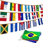 ANLEY Latin America 20 Countries String Flags - Assorted Latino Flag Banners for International Events Conference Party Decoration Sports Bars - 30 Ft 20 Flags