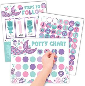 Mermaid Potty Training Chart For Toddler Girls - Potty Training Sticker Chart For Girls Potty, Potty Chart For Girls With Sticker, Sticker Chart For Kids Potty Training Reward Chart, Kids Reward Chart