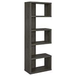 Coaster Home Furnishings Contemporary Weathered Grey Semi-Backless Bookcase 11.5" D x 24.75" W x 70.75" H