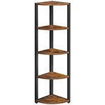 VASAGLE 5 Tier Corner Bookcase Corner Bookcase Multipurpose Plant Rack Storage Unit for Living Room Bedroom Office Industrial Style Rustic Brown and Black LLS801B01