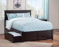 Nantucket Bed with Flat Panel Foot Board and 2 Urban Bed Drawers, Full, Espresso