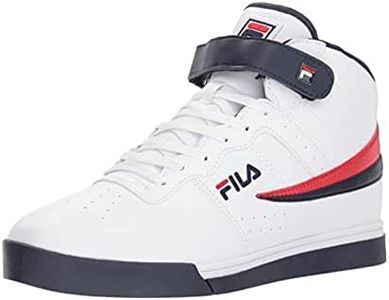 Fila Men's Everyday Sport Athletic Casual High-top Vulc 13 Mid Lace Up Sneaker Shoes, White/Fila Navy/Fila Red-125, 9.5