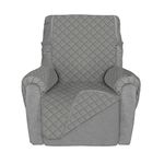 Deeky Recliner Chair Covers for Small Recliners, Reclining Chair Cover Slipcovers, Couch Sofa Covers for Dogs Pets Reversible Water Resistant Furniture Covers with Elastic Straps, Gray/Gray