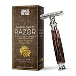 Jungle Culture® Bamboo Safety Razor for Men & Women • Premium Eco Friendly Razor • Fits Double Edge Razor Blades • Single Blade Reusable Razor • Plastic Free & Zero Waste Shaving • Dark