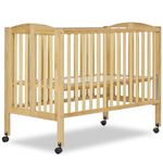 Dream On Me Full Size 2 in 1 Folding Stationary Side Crib, Natural