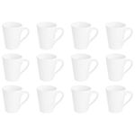 Argon Tableware 12x White Latte Coffee Cups (285ml) Set - Tea Coffee Latte Saucers Kitchen Set - Dishwasher and Microwave Safe