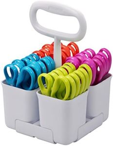 Stanley Removable 4 Cup Scissor Caddy and Guppy 5-Inch Blunt Tip Kids Scissors, 24 Pack (SCICAD-BT24)