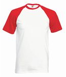 Fruit of the Loom Baseball T-Shirt - White/Red Small