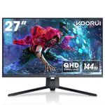 KOORUI 27 Inch Gaming Monitor 144 Hz, 2K QHD(2560x1440), MPRT 1ms, AdaptiveSync, DCI-P3 90%, SRGB100%, VESA Mountable 75x75mm, Eye Care, HDMI, DisplayPort, Black