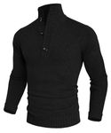 PJ PAUL JONES Men's Turtleneck Poloneck Sweater 1/4 Opening Placket Causal Winter Thermal Tops Black L