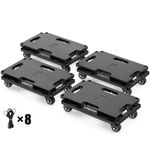 SOLEJAZZ Moving Furniture Dolly Connectable, 200KG Capacity Piano Moving Dolly, Heavy Duty 4 Wheel Moving Cart for Moving Heavy Furniture, Black, 4 Pack