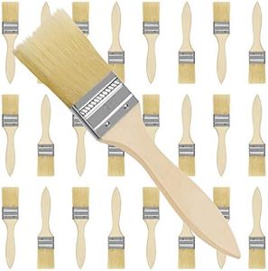 Kurtzy Pinceau de Peinture 3,81 cm (Lot de 25) - Pinceaux Plats avec Manche en Bois - Pinceaux Professionnels Parfaits pour la Peinture Murale, le Vernis, les Colles et Bricolage