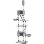 Yaheetech Tall Cat Tree for Indoor Cats, Floor to Ceiling Cat Towers Height Adjustable, Multi Level Condo, Activity Center Cat Play House Climbing Tower w/Scratching Posts & Fur Balls