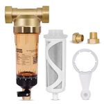 GOLDEN ICEPURE Spin Down Sediment Water Filter with Scrapper, 40 Micron Reusable Flushable Pre-Filtration System, 1" MNPT + 3/4" FNPT + 3/4"MNPT, BPA Free