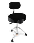 Starfavor Drum Throne with Backrest Hydraulic Drum Stool Adjustable Height, Airlift Drum Seat with Back Support, Thick Padded Drum Chair Saddle Stool Drum Throne Seat for Drummers, Black, ST-700