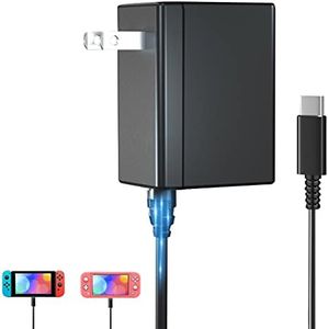 Switch Charger for Nintendo Switch, AC Power Charger Cable Adapter with Nintendo Switch Lite OLED and Android Mobile Phone Charger, 5FT USB Type C Charger Cable for Switch Support TV Dock Mode