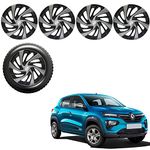 Auto Pearl Premium 13" inch Set of 4 Pcs Universal Fit Press Type Hubcap Wheel Cover Replacements for OEM Steel Wheels ABS with Retention Ring for-Renault Kwid (Color- Silver Black)