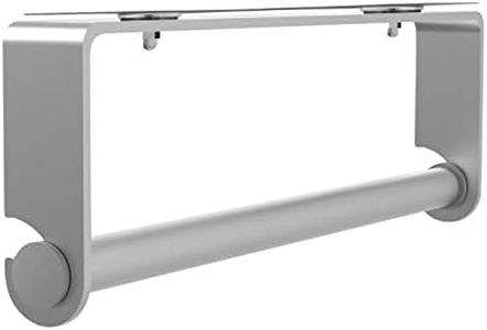 HUFEEOH Silver Adhesive Paper Towel Holder, Wall Mounted Paper Towel Roll Holder Kitchen Paper Holder Napkin Roll Holder Under The Cabinet, Adhesive or Screw